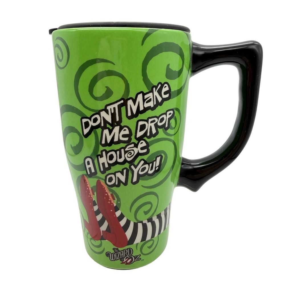 Spoontiques Wizard of Oz Travel Mug Green Ruby Slippers Drop A House On You